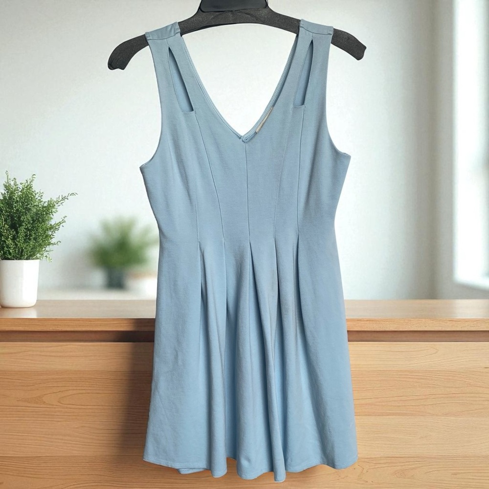 Monteau Sky Blue V-Neck Mini Dress